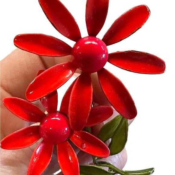 Vintage Pin/Brooch Bundle of 3 with 2-Floral and 1-vintage style bicycle - Picture 7 of 12